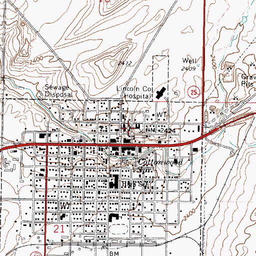 Topographic Map of Lincoln County Sheriff's Office, WA