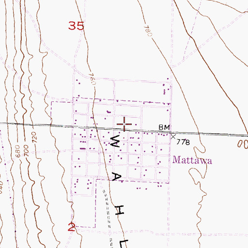 Topographic Map of Mattawa Police Department, WA