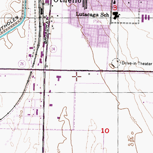 Topographic Map of Adams County Sheriff's Office Othello, WA
