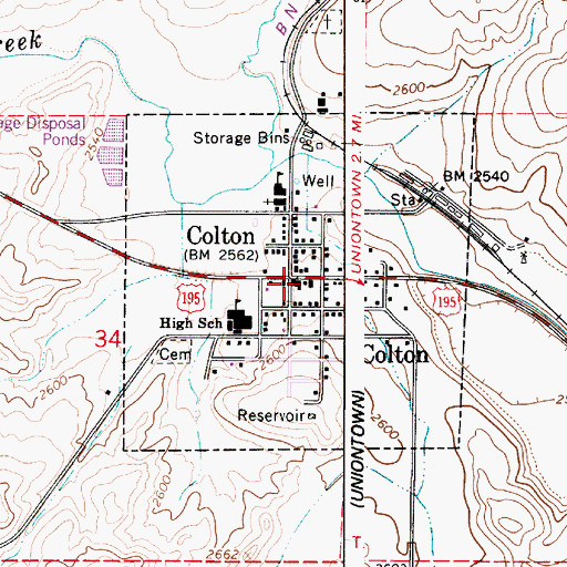 Topographic Map of Colton Marshal's Office, WA