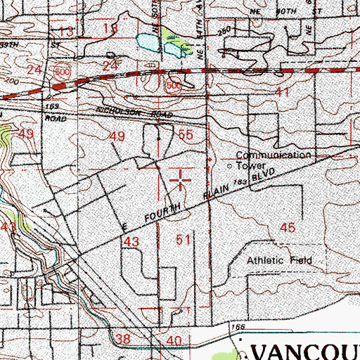 Topographic Map of Vancouver Police Central Precinct, WA