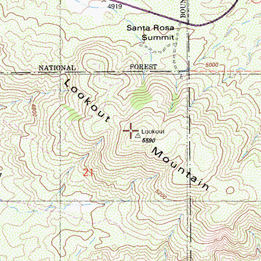 Topographic Map of Lookout Mountain, CA