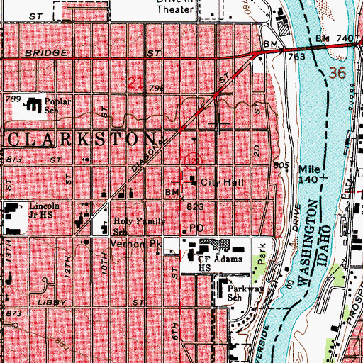 Topographic Map of Clarkston Police Department, WA