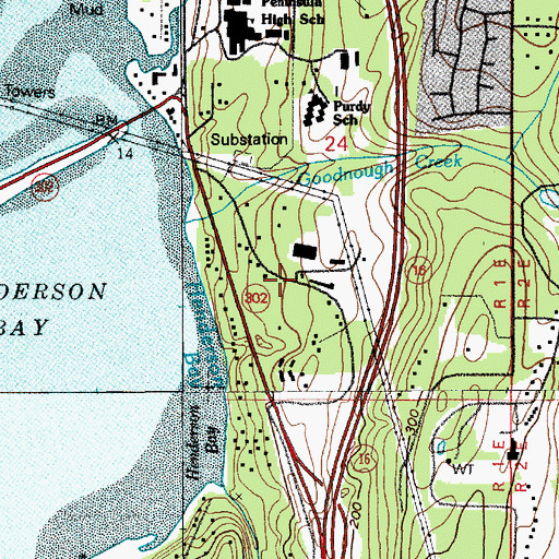 Topographic Map of Pierce County Sheriff's Office Gig Harbor Peninsula Detachment, WA
