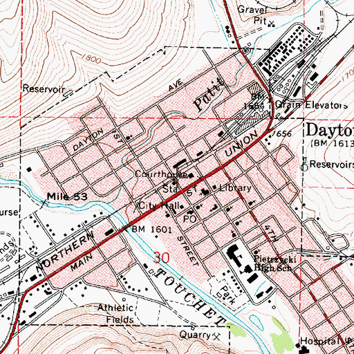 Topographic Map of Columbia County Sheriff's Office, WA