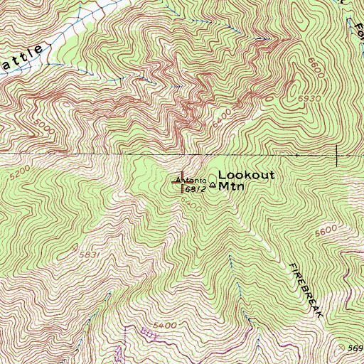 Topographic Map of Lookout Mountain, CA