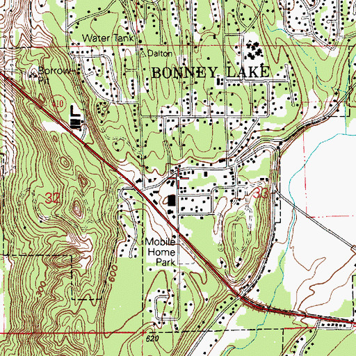 Topographic Map of Bonney Lake Police Department, WA