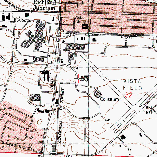 Topographic Map of Benton County Sheriff's Office, WA