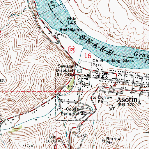 Topographic Map of Asotin County Sheriff's Office, WA