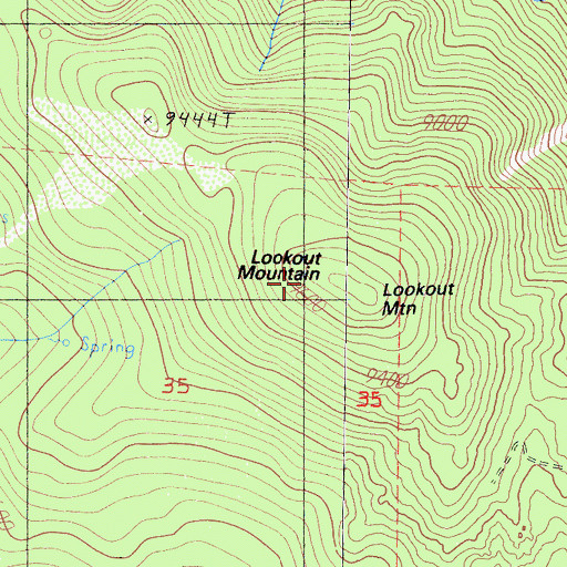 Topographic Map of Lookout Mountain, CA