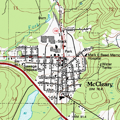 Topographic Map of McCleary Police Department, WA