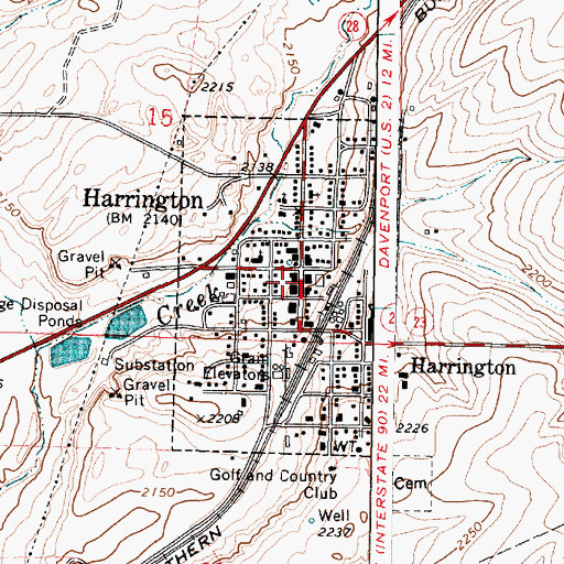 Topographic Map of Harrington Police Department, WA