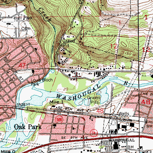 Topographic Map of Camas Police Department, WA
