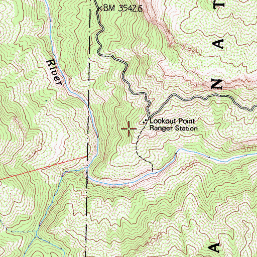 Topographic Map of Lookout Point Ranger Station, CA