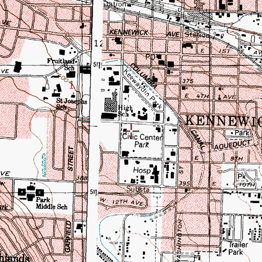 Topographic Map of Kennewick Police Department, WA