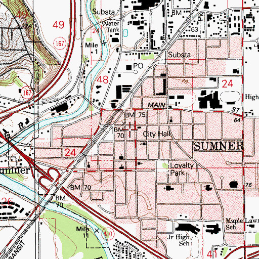 Topographic Map of Sumner Police Department, WA