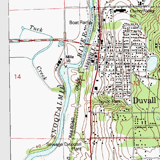 Topographic Map of Duvall Police Department, WA