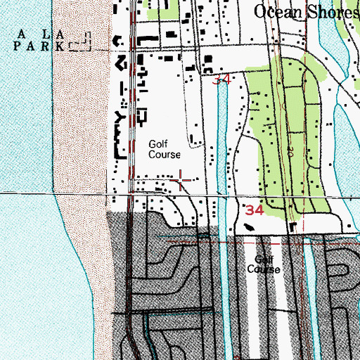 Topographic Map of Ocean Shores Police Department, WA