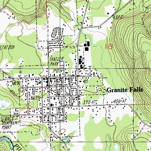 Topographic Map of Granite Falls Police Department, WA
