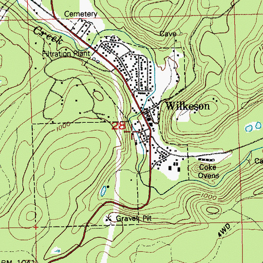 Topographic Map of Wilkeson Town Police Department, WA