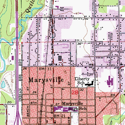 Topographic Map of Marysville Police Department, WA