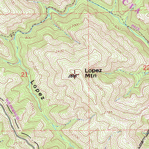 Topographic Map of Lopez Mountain, CA
