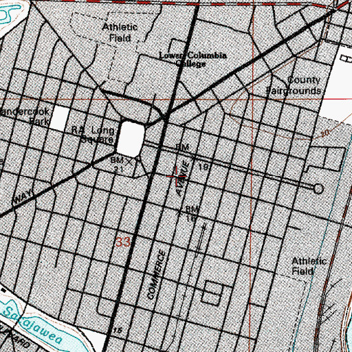 Topographic Map of Cowlitz County Sheriff's Office Longview, WA