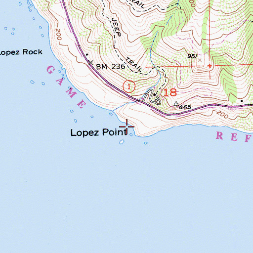 Topographic Map of Lopez Point, CA