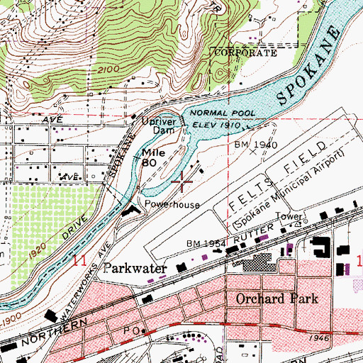 Topographic Map of Spokane Police Academy, WA