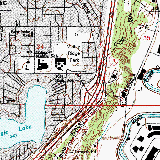 Topographic Map of King County Sheriff's Office SeaTac, WA