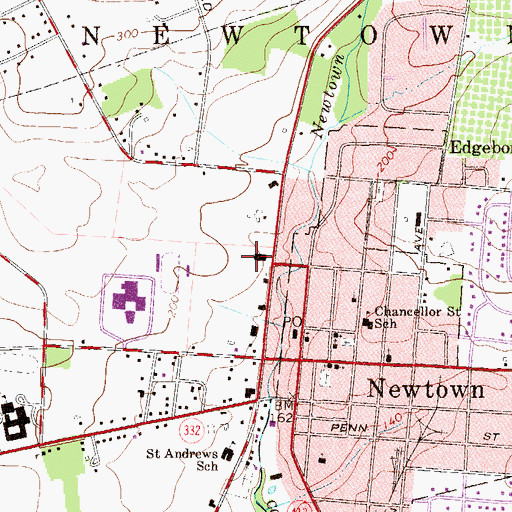 Topographic Map of Newtown American Legion Ambulance Squad, PA