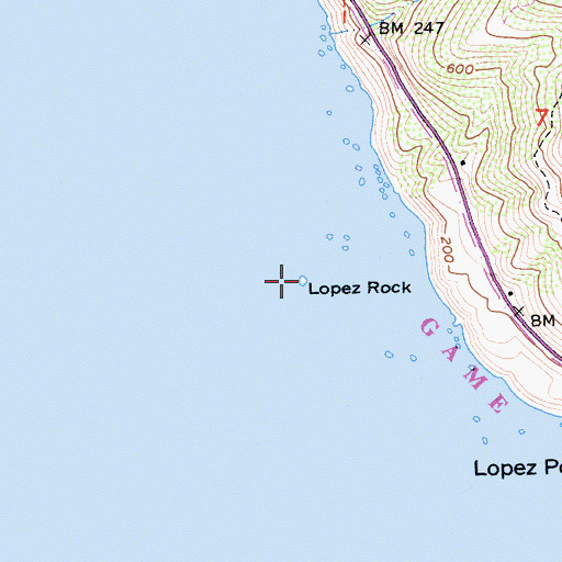 Topographic Map of Lopez Rock, CA