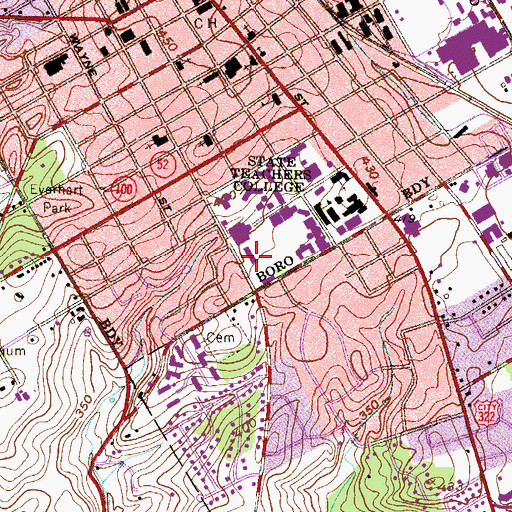 Topographic Map of West Chester University Emergency Medical Services - Station 58, PA