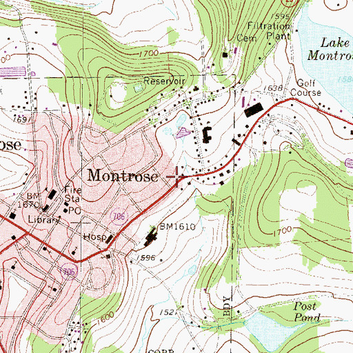 Topographic Map of Montrose Minute Men Ambulance, PA