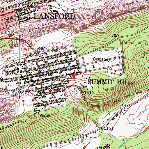 Topographic Map of Lehighton Ambulance Summit Hill Station, PA