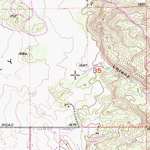 Topographic Map of Lorenz Canyon, CA