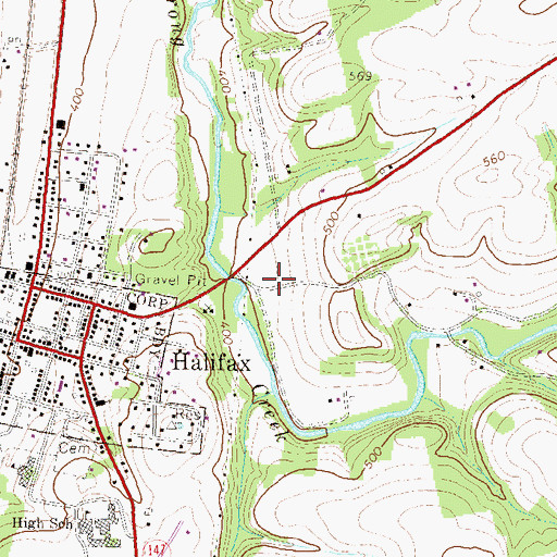 Topographic Map of Halifax Area Ambulance and Rescue Station 13, PA