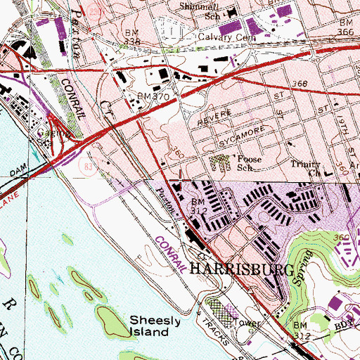 Topographic Map of Community Life Team Emergency Medical Ambulance Station 1 Services, PA