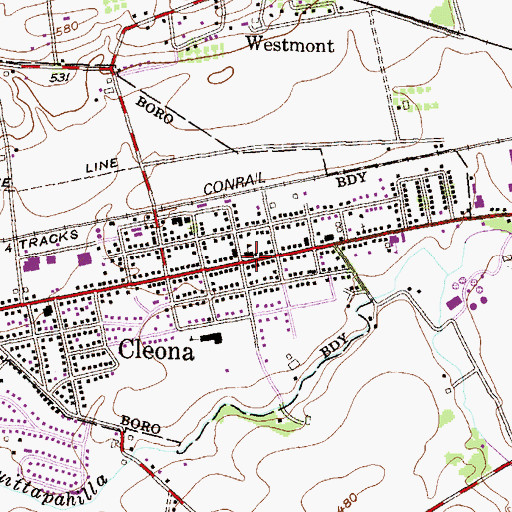 Topographic Map of Central Medical Ambulance Service, PA