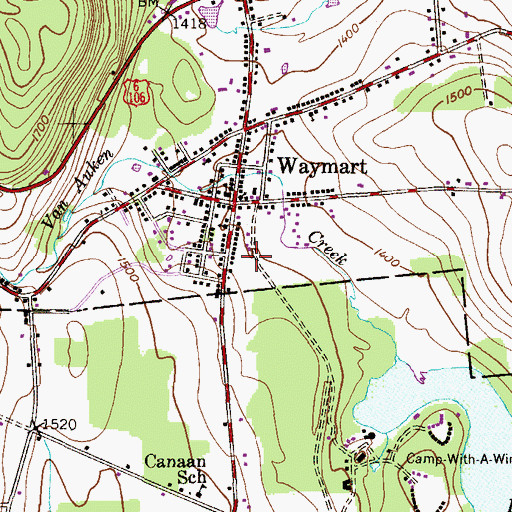 Topographic Map of Waymart Volunteer Ambulance Service, PA