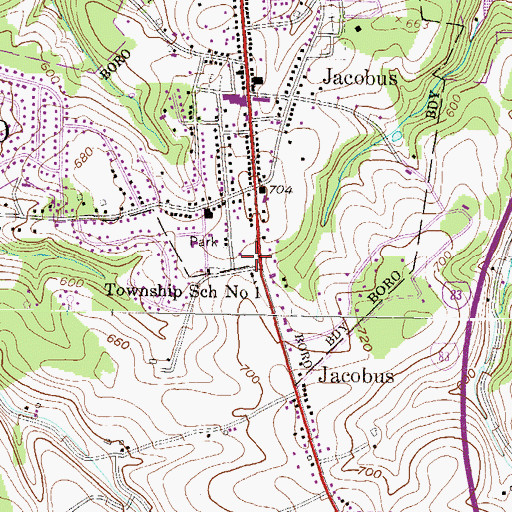 Topographic Map of Jacobus Lions Club Ambulance 18, PA