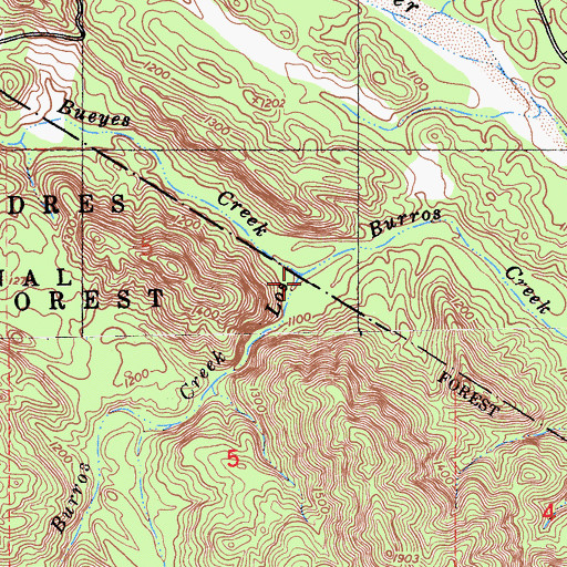 Topographic Map of Los Bueyes Creek, CA