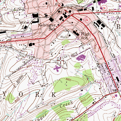 Topographic Map of Red Lion Ambulance 37, PA
