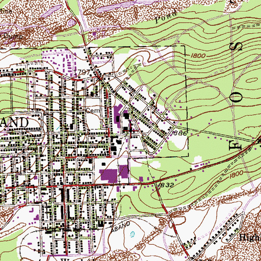 Topographic Map of Freeland Northside Community Ambulance, PA