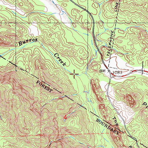 Topographic Map of Los Burros Creek, CA