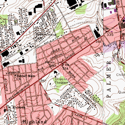 Topographic Map of Suburban Emergency Medical Services, PA