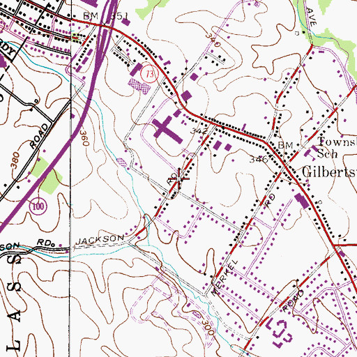 Topographic Map of Gilbertsville Area Community Ambulance Service, PA