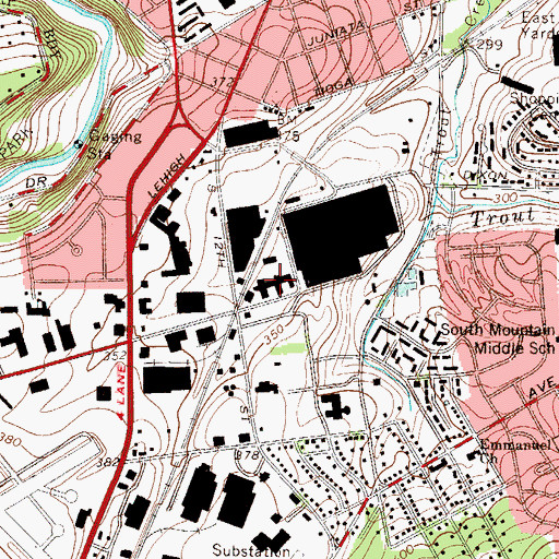 Topographic Map of Northern Lehigh Ambulance Service, PA