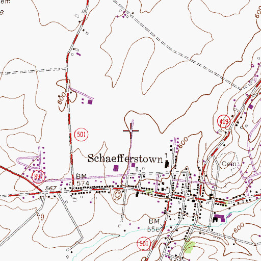 Topographic Map of Schaefferstown Emergency Medical Services 160, PA