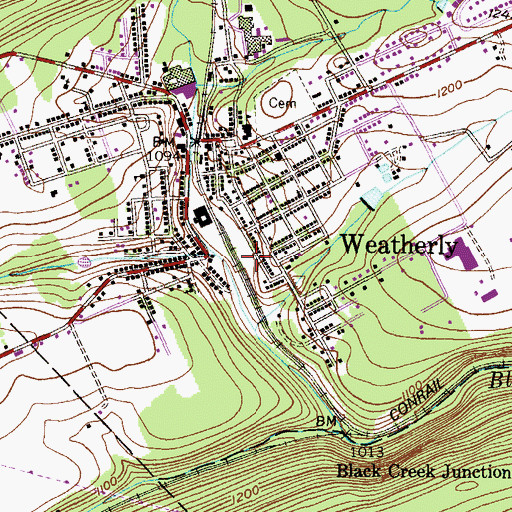 Topographic Map of Greater Weatherly Ambulance, PA